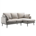 Szara sofa narożna w kształcie L z prawostronnym szezlongiem, aksamit poliestrowy, 250 × 160 × 85 cm