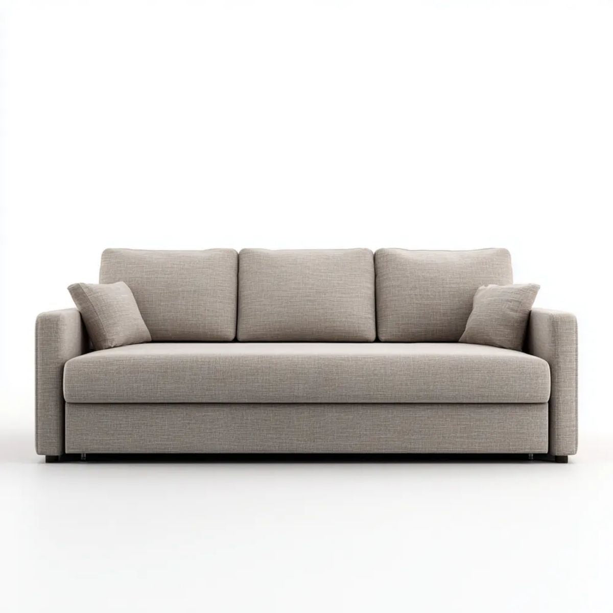 Trzyosobowa sofa beżowa z tapicerką poliestrową 220 × 95 × 88 cm