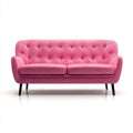 Dwuosobowa sofa aksamitowa różowa z czarnymi nogami, 140 x 80 x 85 cm