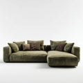 Prawostronna sofa narożna z szezlongiem z aksamitu oliwkowa 280 x 170 x 85 cm