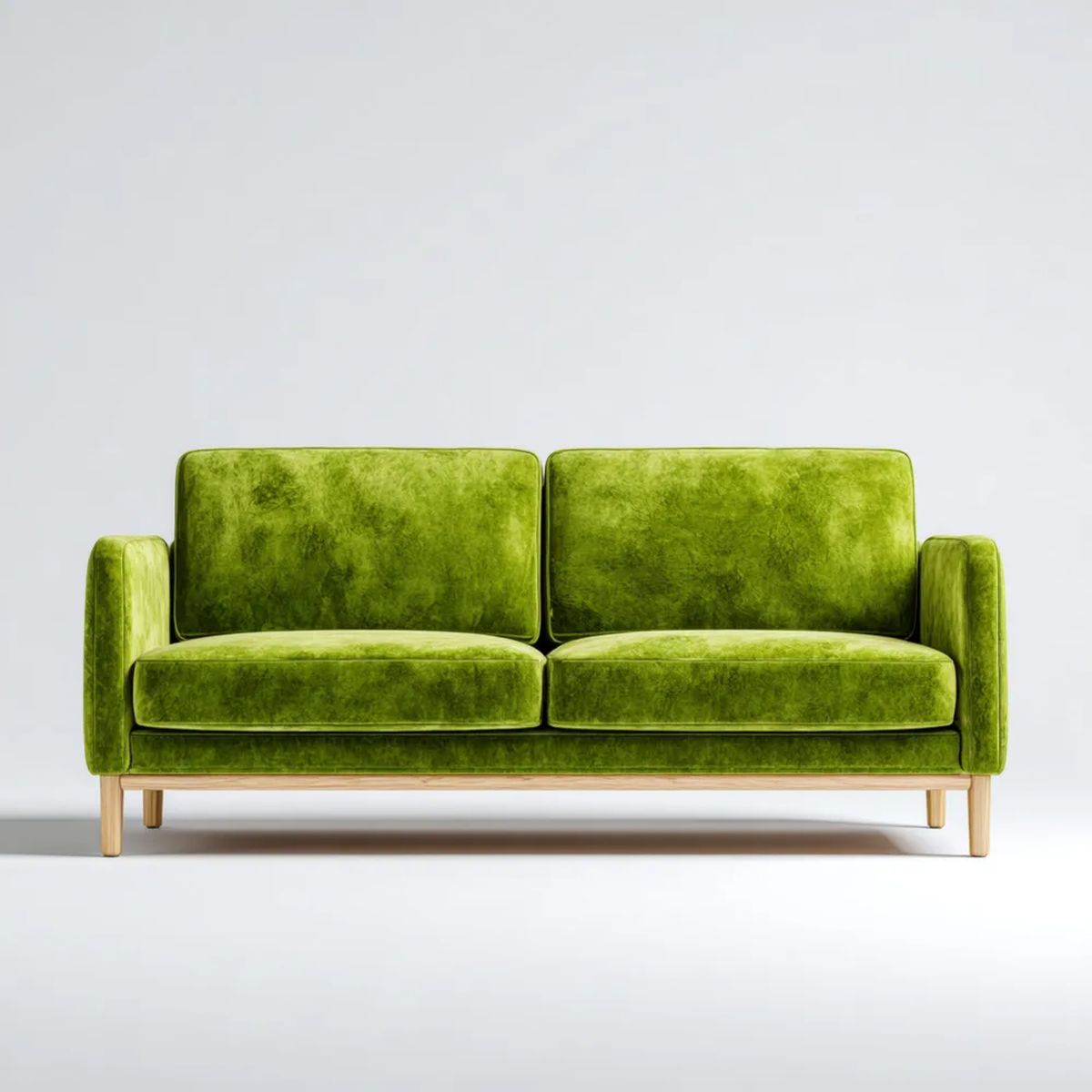 Dwuosobowa sofa zielona z aksamitu na drewnianych nogach, 160 x 85 x 82 cm
