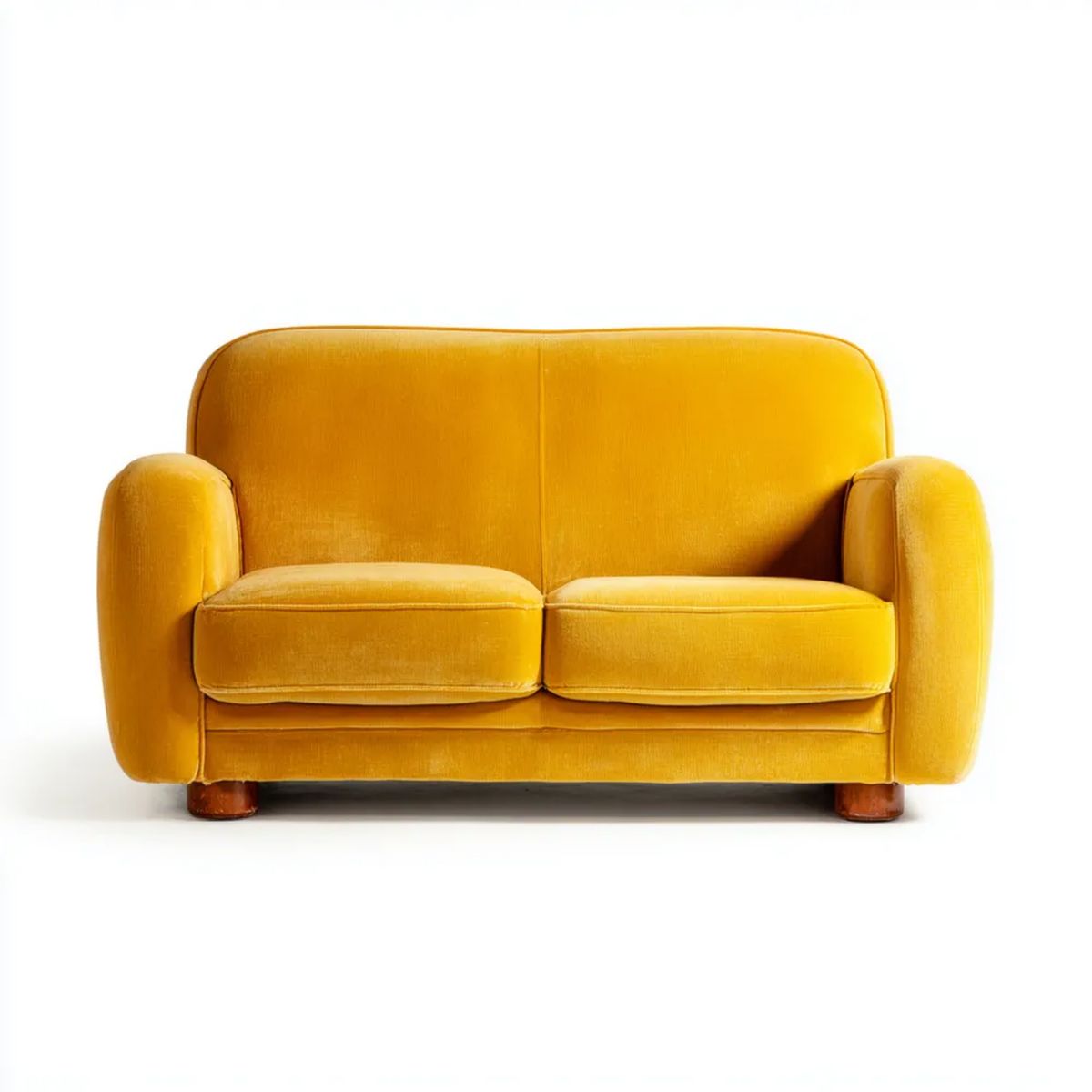 Sofa 2-osobowa musztardowa z aksamitu poliestrowego 160 x 85 x 82 cm